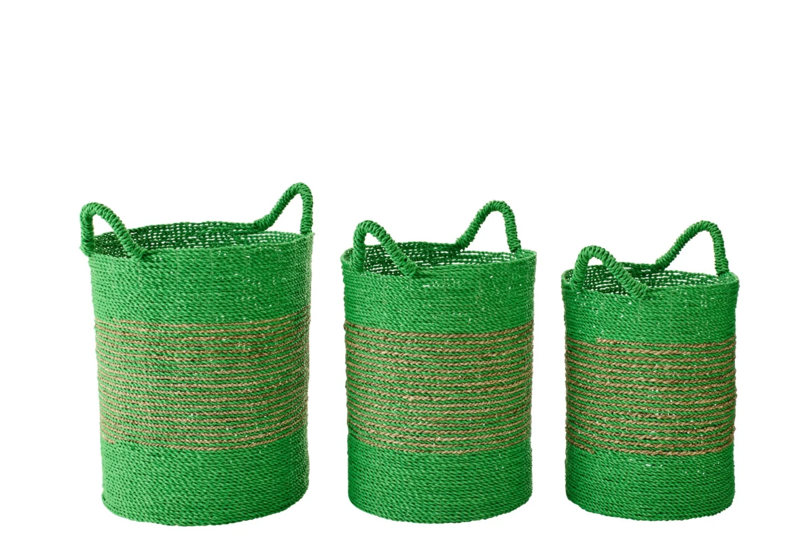 Mand Trakura Raffia Groen - Set van 3 - Afbeelding 2
