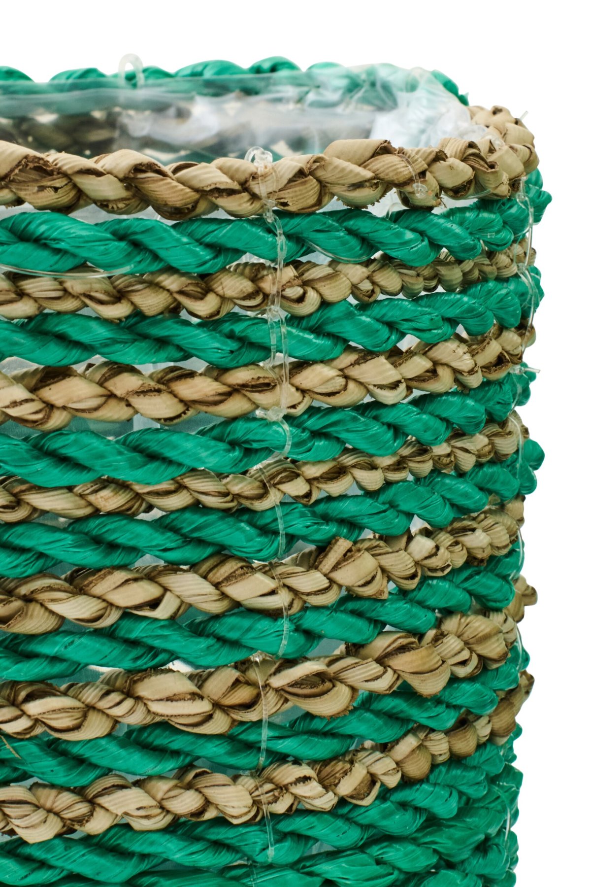 Bloempot Naammol Raffia Groen H20 cm - Set van 3