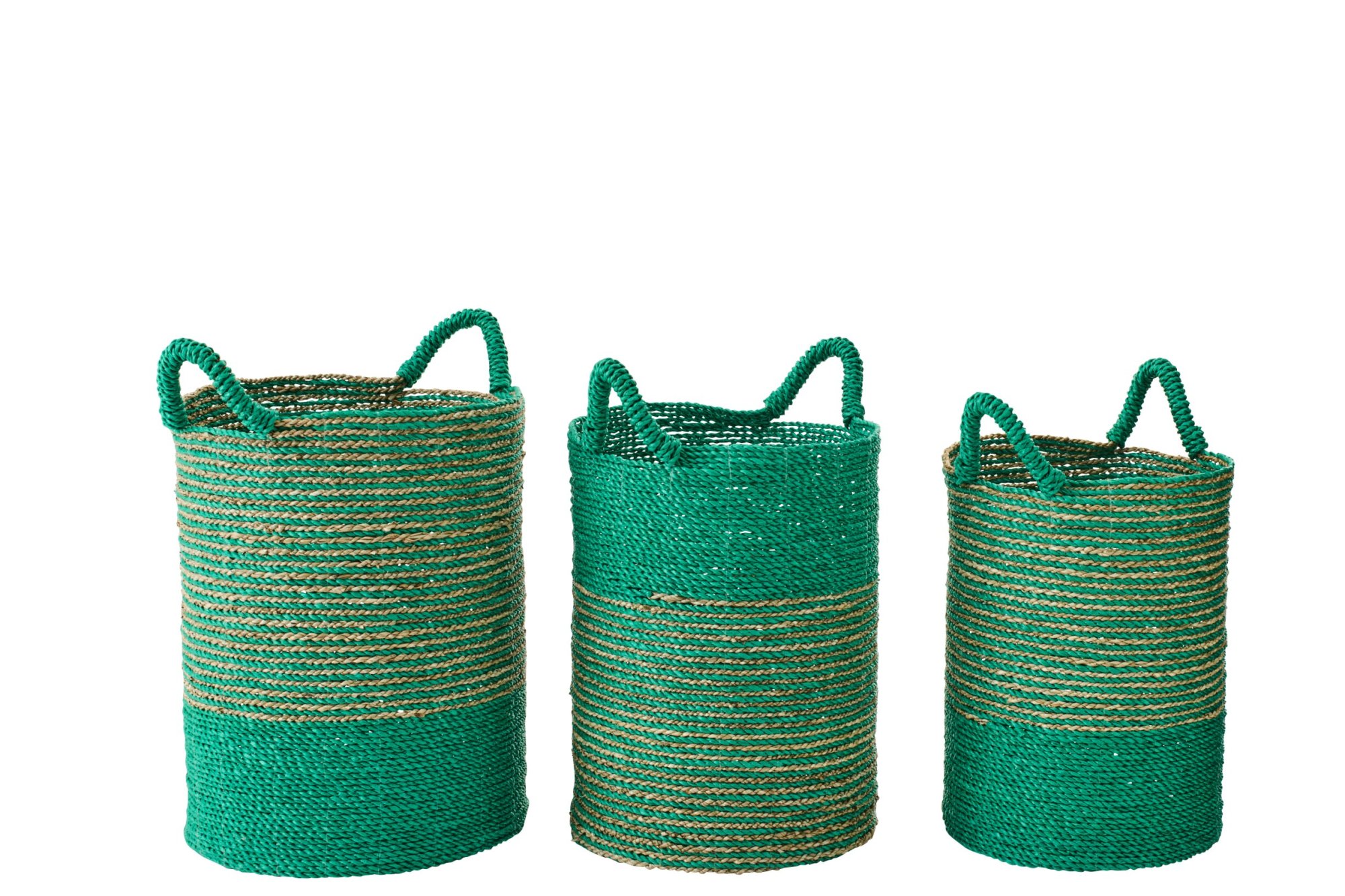 Mand Peiskond Raffia Groen - Set van 3 - Afbeelding 2