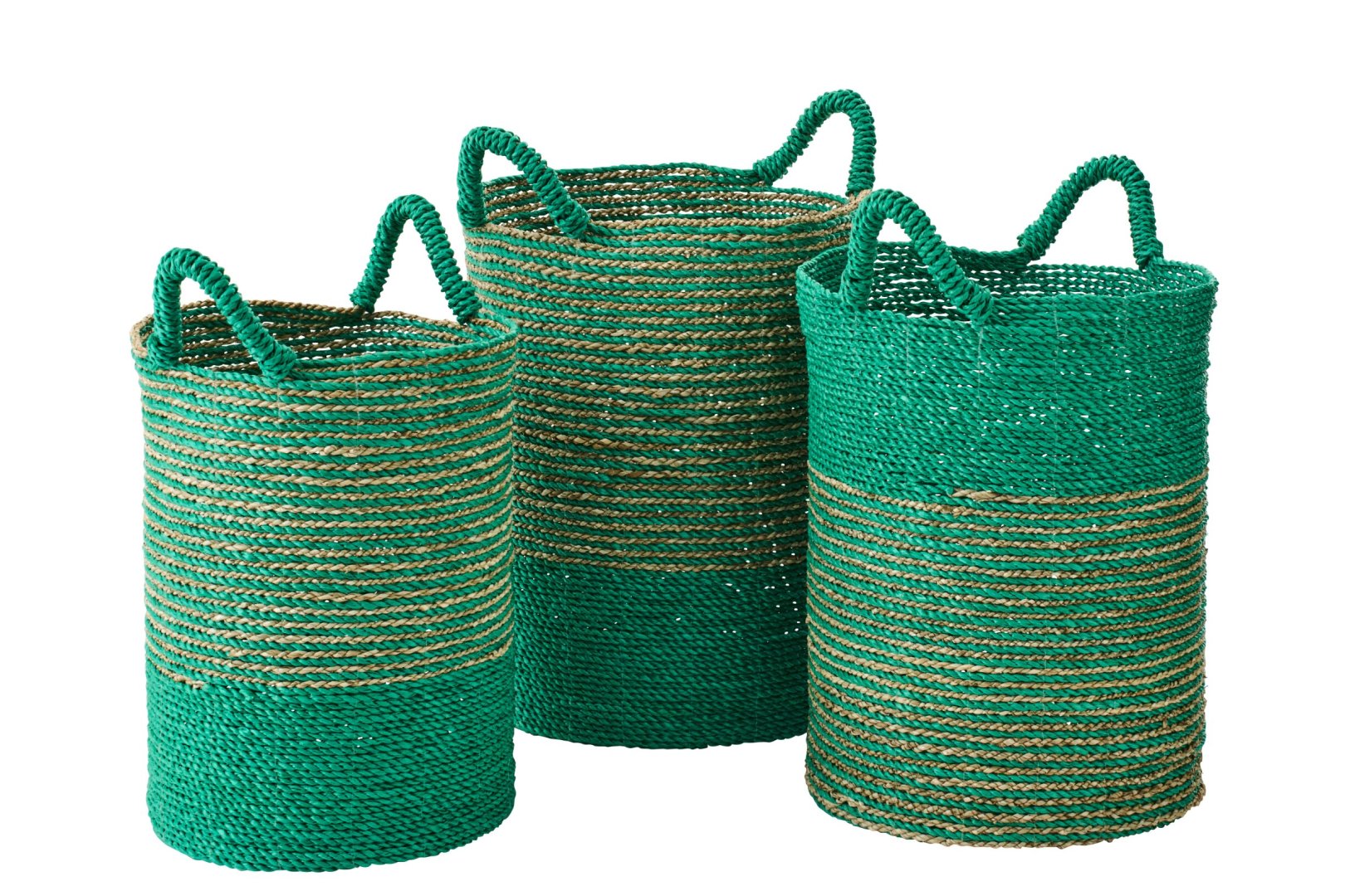 Mand Peiskond Raffia Groen - Set van 3 - Afbeelding 3
