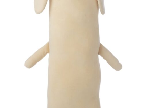 Beige Geldis decoratiefiguur van polyester met schattig konijnengezicht en lange oren, 20,5 cm hoog
