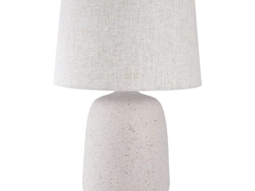 Tafellamp Grermino keramieklook met zandstructuur en beige kap, 46 cm hoog