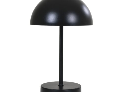 Tafellamp Kokea zwart met bronzen accenten, oplaadbaar, compact ontwerp van 25 cm hoog