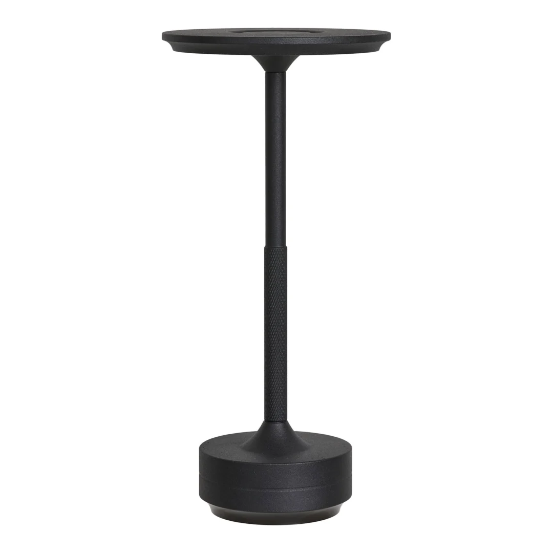 Tafellamp Nina zwart, oplaadbaar en minimalistisch design, H28,5 cm, met strakke aluminium afwerking