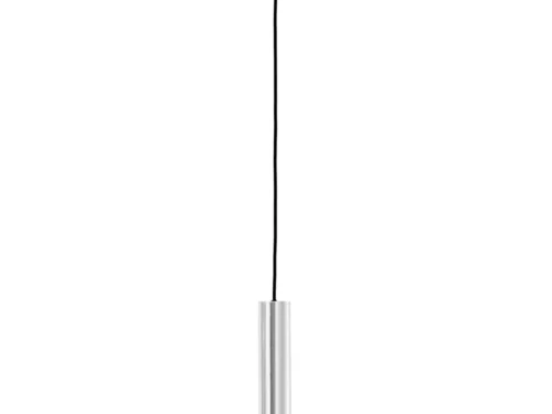 Koomil woonaccessoire van zilverkleurig staal met slank cilindervormig design en moderne uitstraling