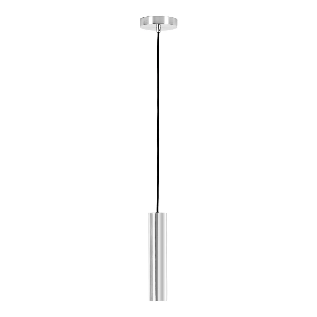 Koomil woonaccessoire van zilverkleurig staal met slank cilindervormig design en moderne uitstraling
