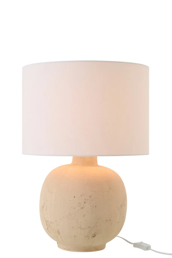Tafellamp Peirdero Keramiek H57 cm met beige kap en ronde vorm, sfeervol en stijlvol voor een warm interieur