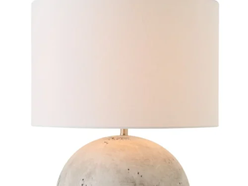 Grijze Tafellamp Kaaskon Keramiek H62 cm met ronde vorm en stoffen kap, sfeervol woonaccessoire