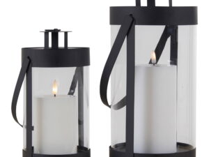 Windlicht Triedi Staal Zwart H24 cm - Set van 2