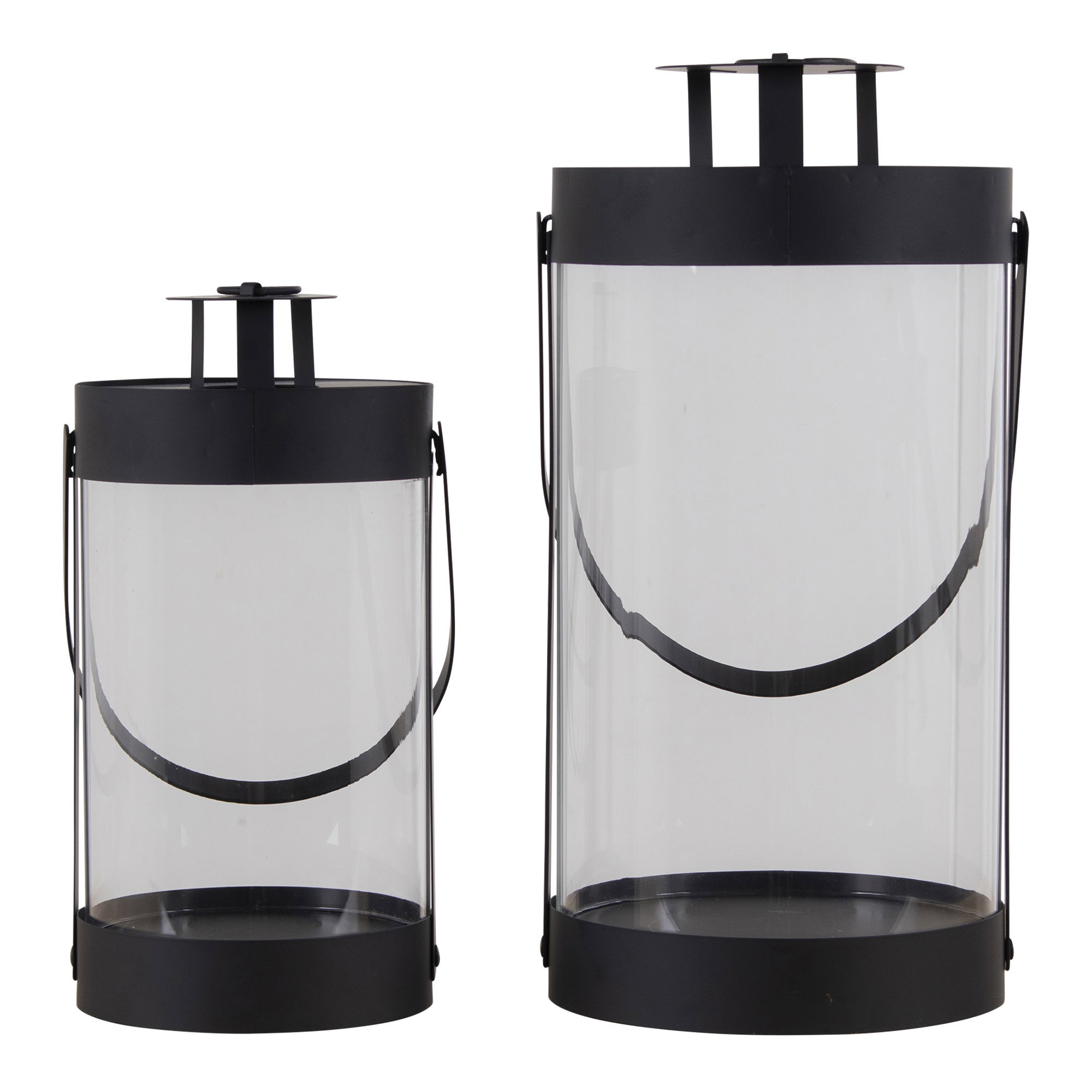 Windlicht Triedi Staal Zwart H24 cm - Set van 2 - Afbeelding 2