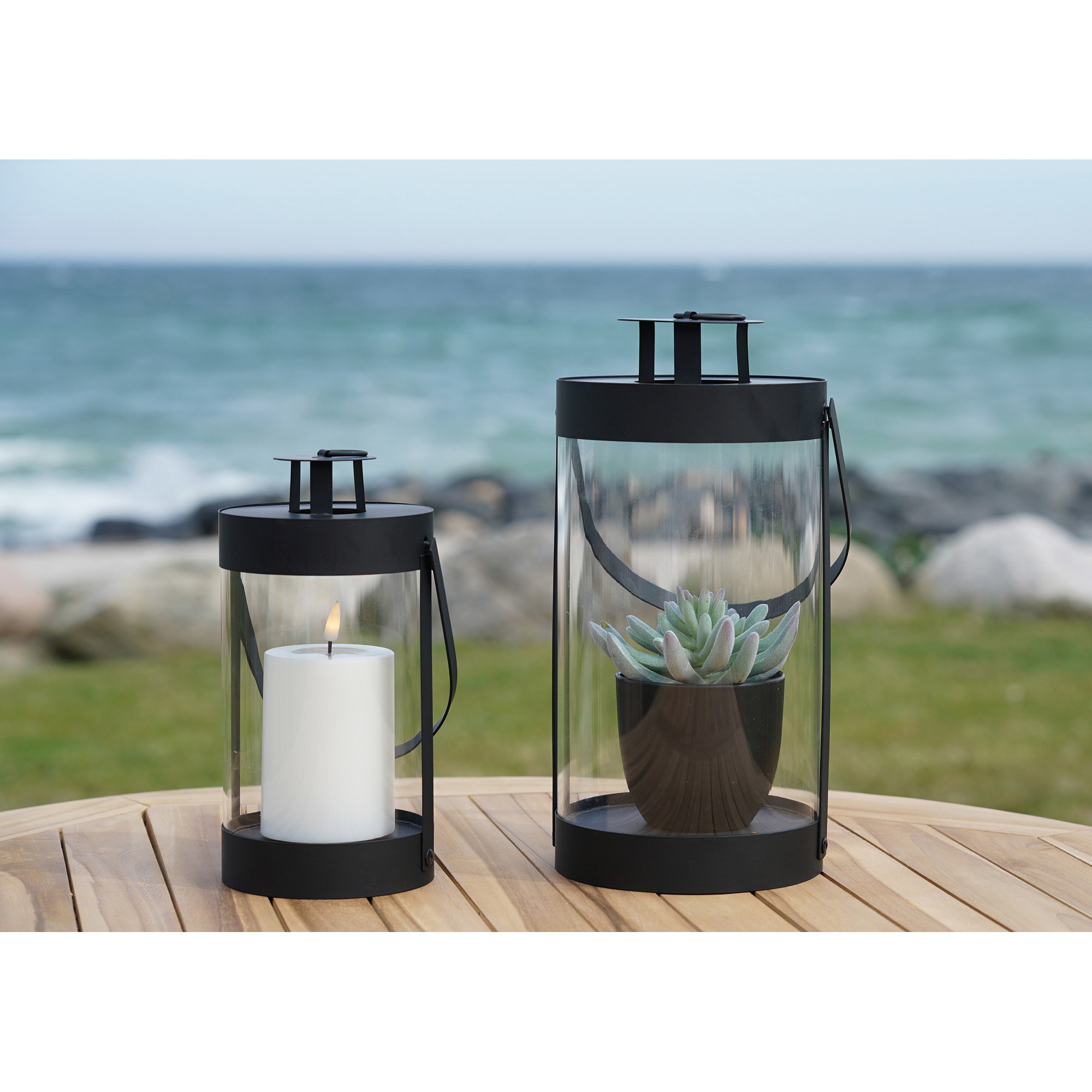 Windlicht Triedi Staal Zwart H24 cm - Set van 2 - Afbeelding 11