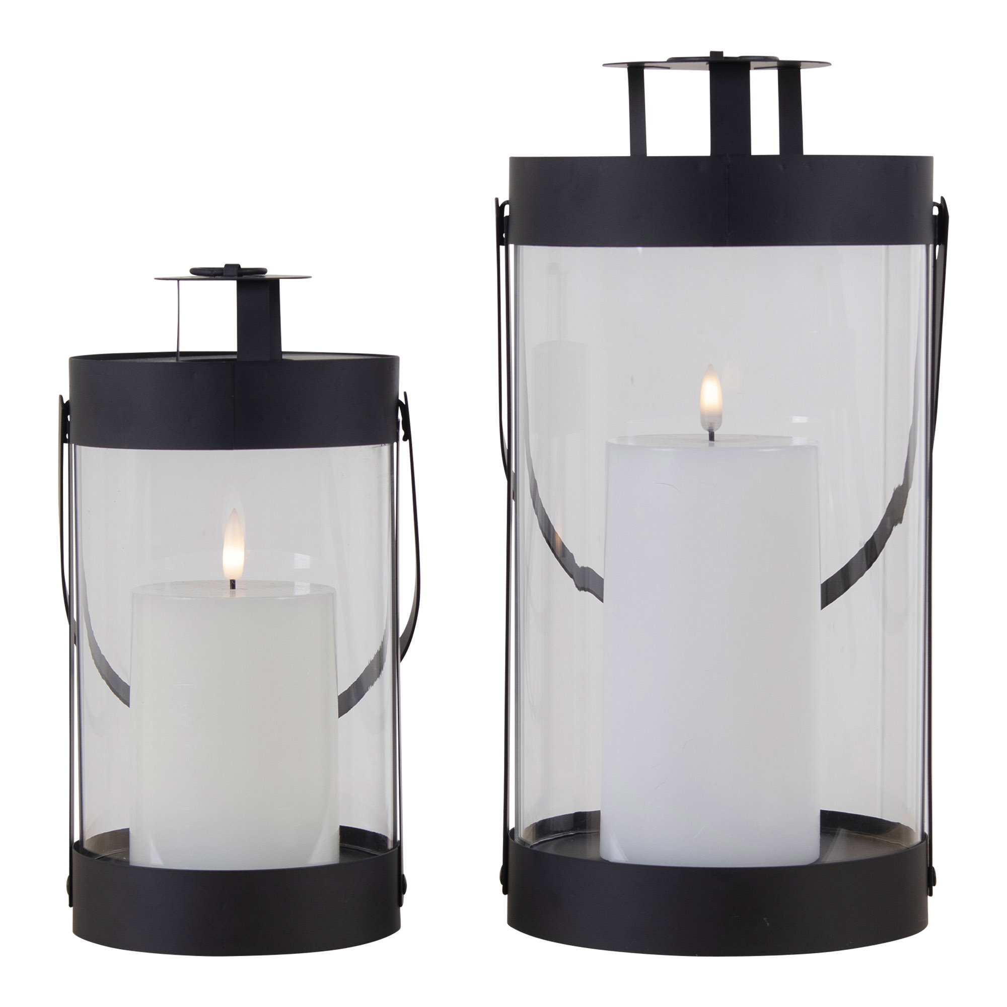 Windlicht Triedi Staal Zwart H24 cm - Set van 2 - Afbeelding 3