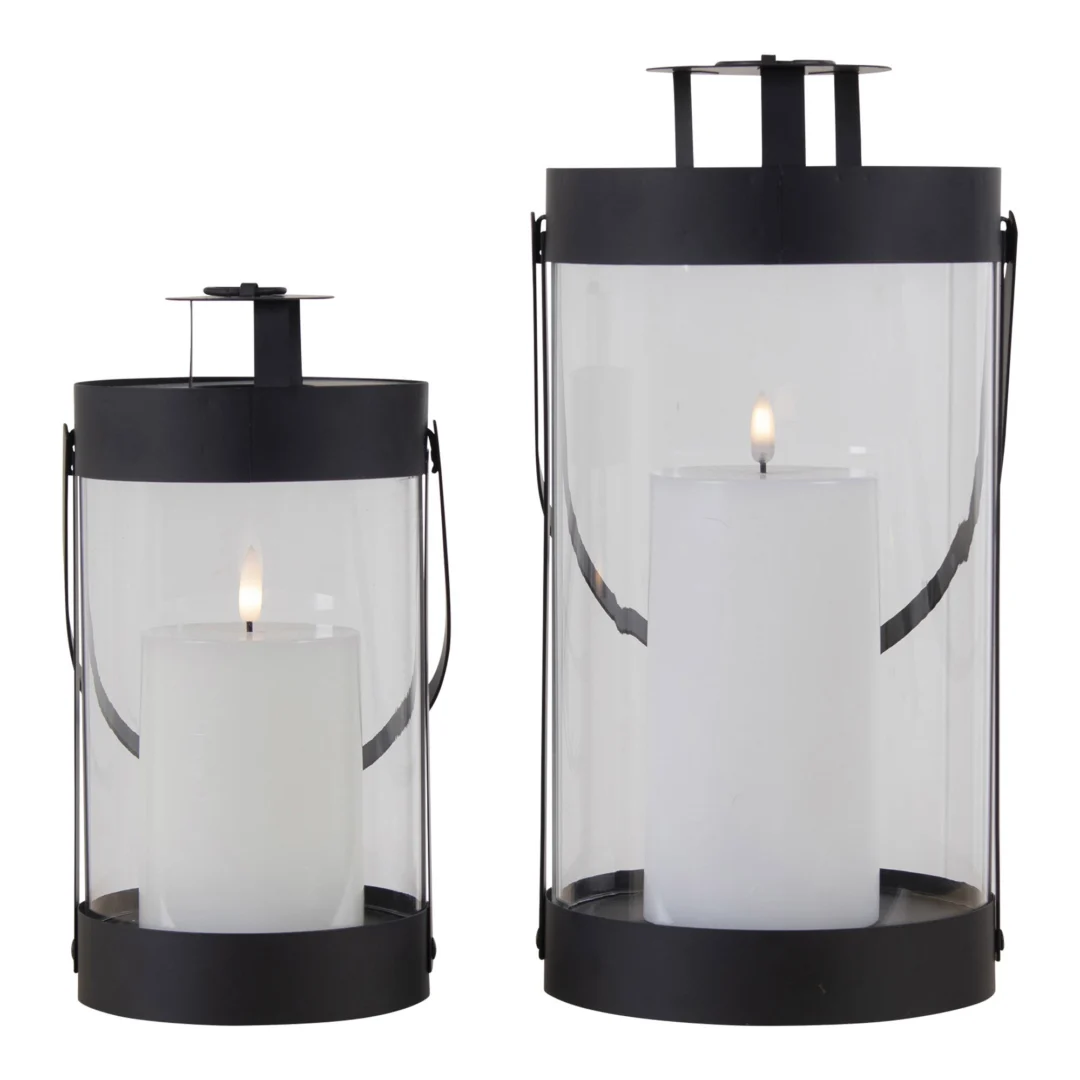 Windlicht Triedi Staal Zwart H24 cm - Set van 2 - Afbeelding 3