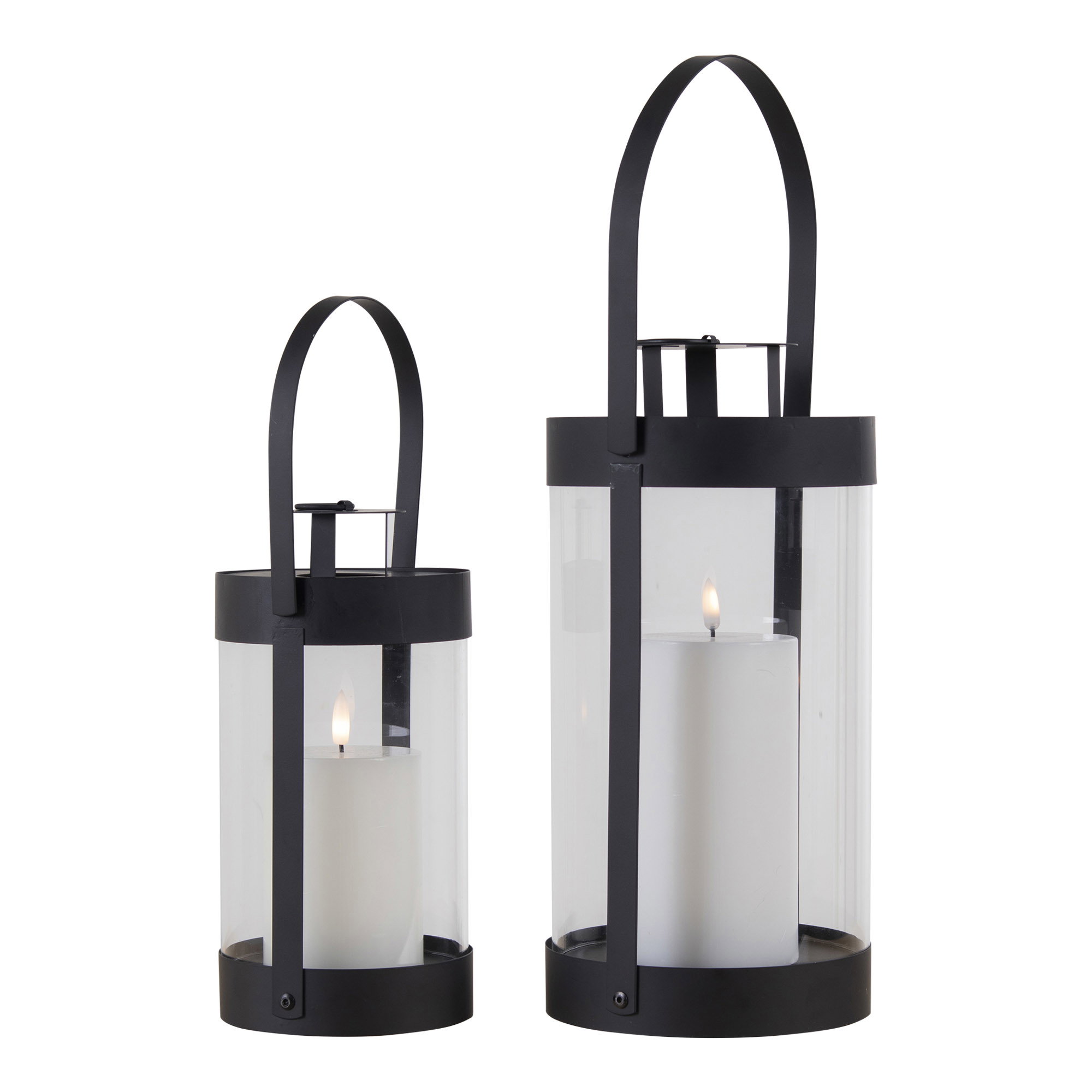 Windlicht Triedi Staal Zwart H24 cm - Set van 2 - Afbeelding 4