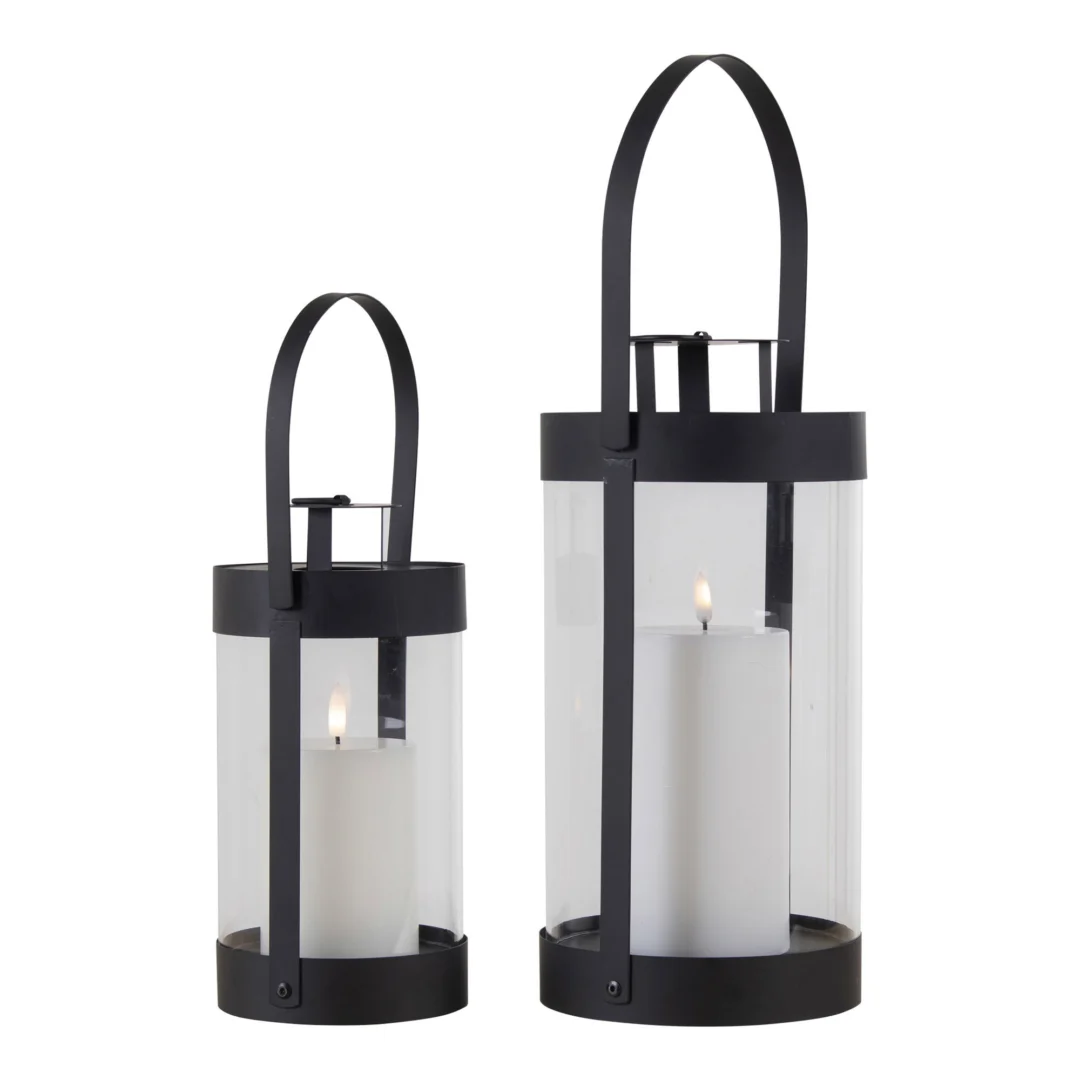 Windlicht Triedi Staal Zwart H24 cm - Set van 2 - Afbeelding 4