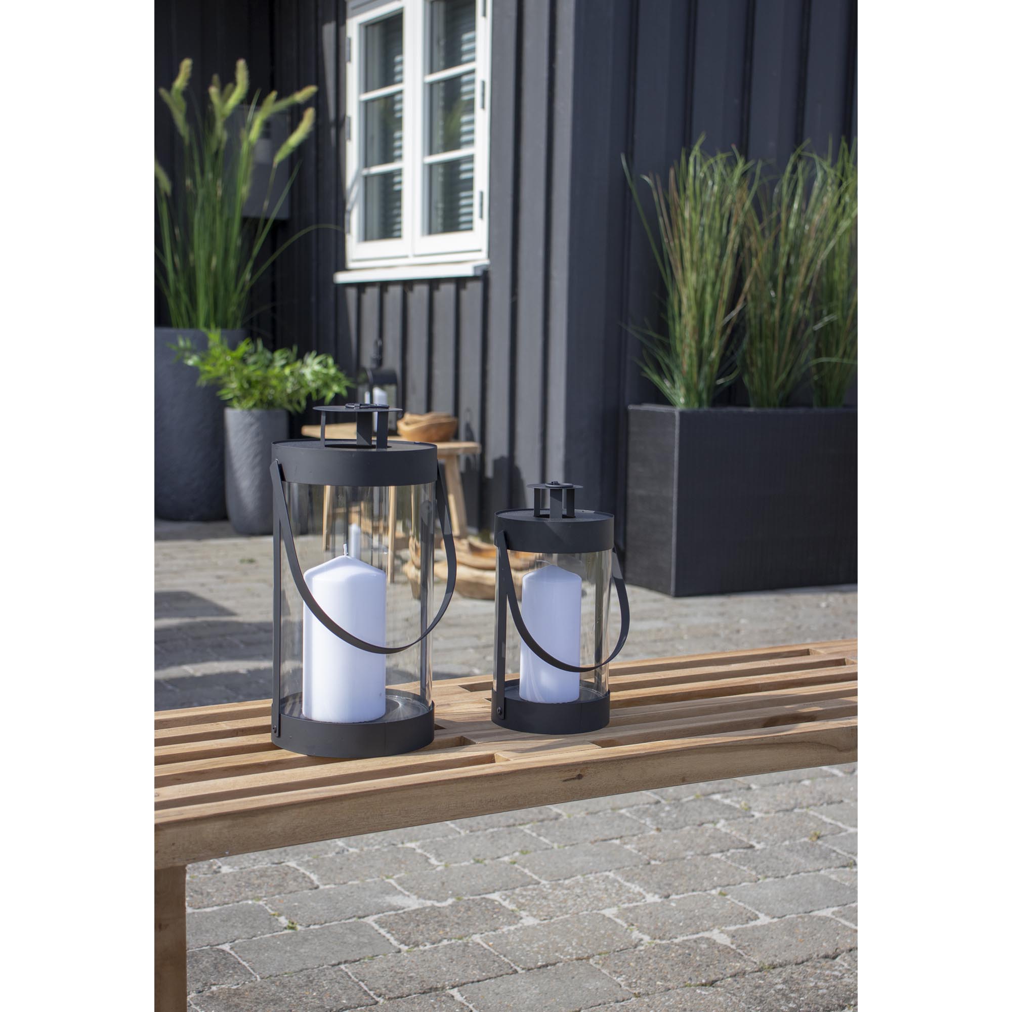 Windlicht Triedi Staal Zwart H24 cm - Set van 2 - Afbeelding 5