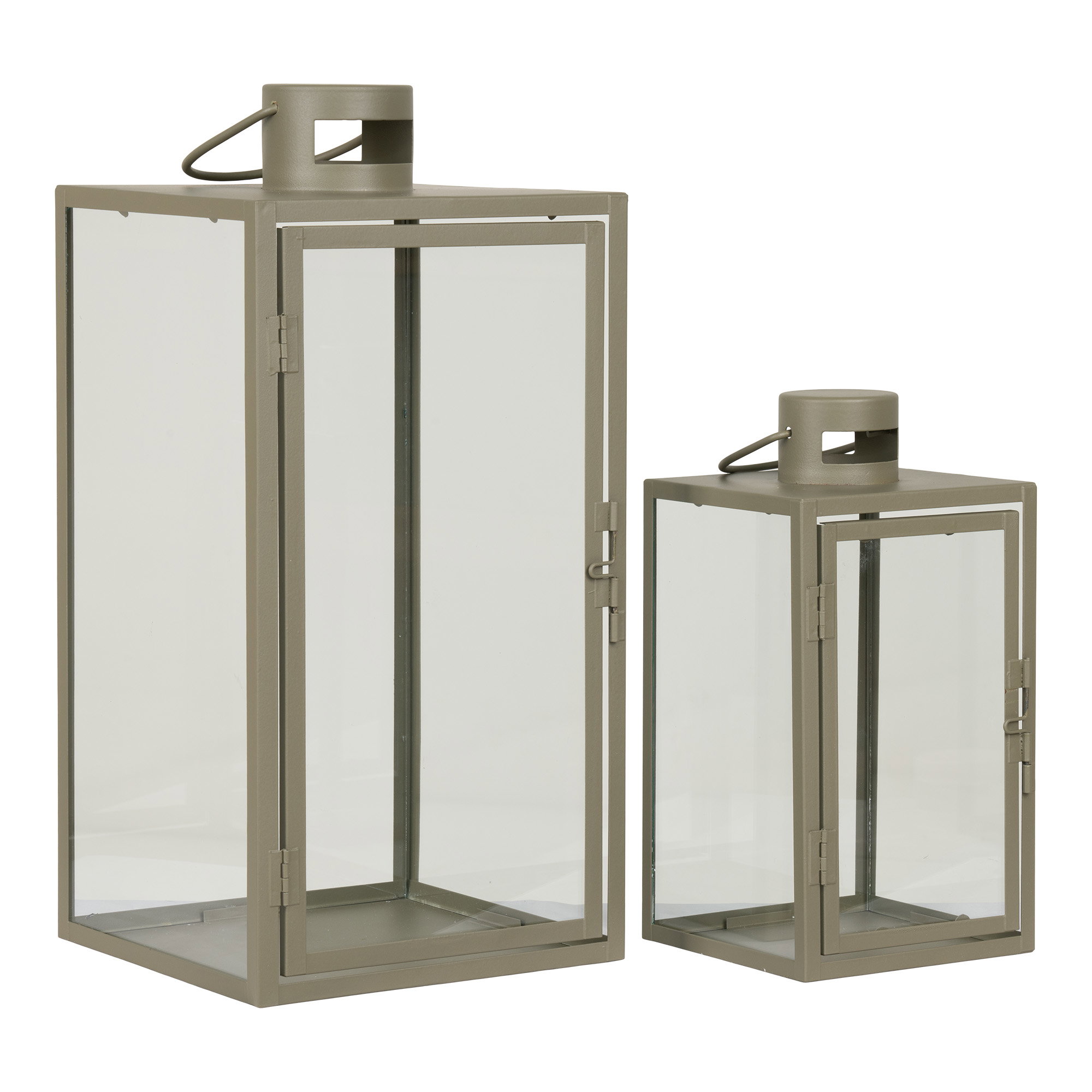 Windlicht Breemmira Staal Groen H25,5 cm - Set van 2 - Afbeelding 3
