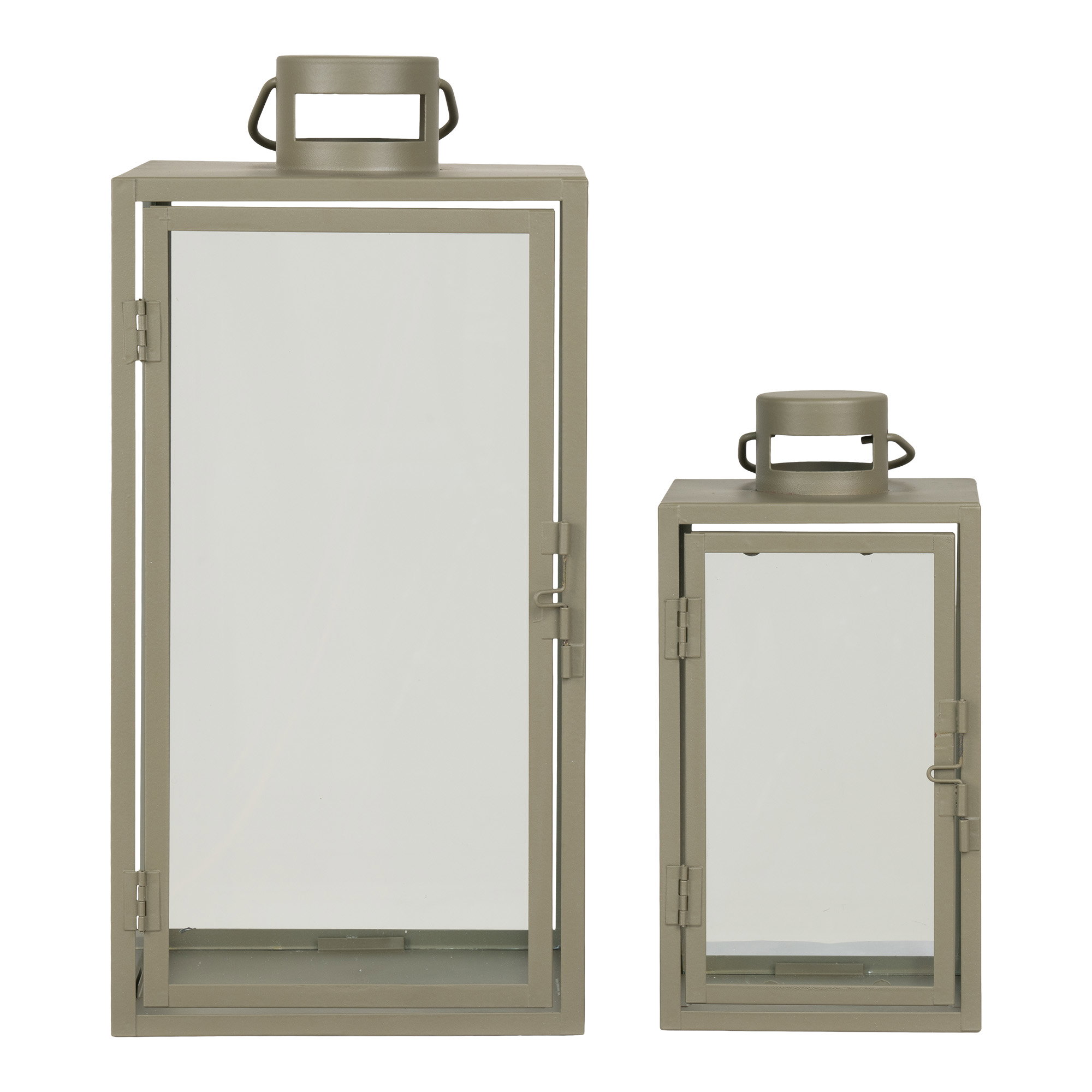 Windlicht Breemmira Staal Groen H25,5 cm - Set van 2 - Afbeelding 4