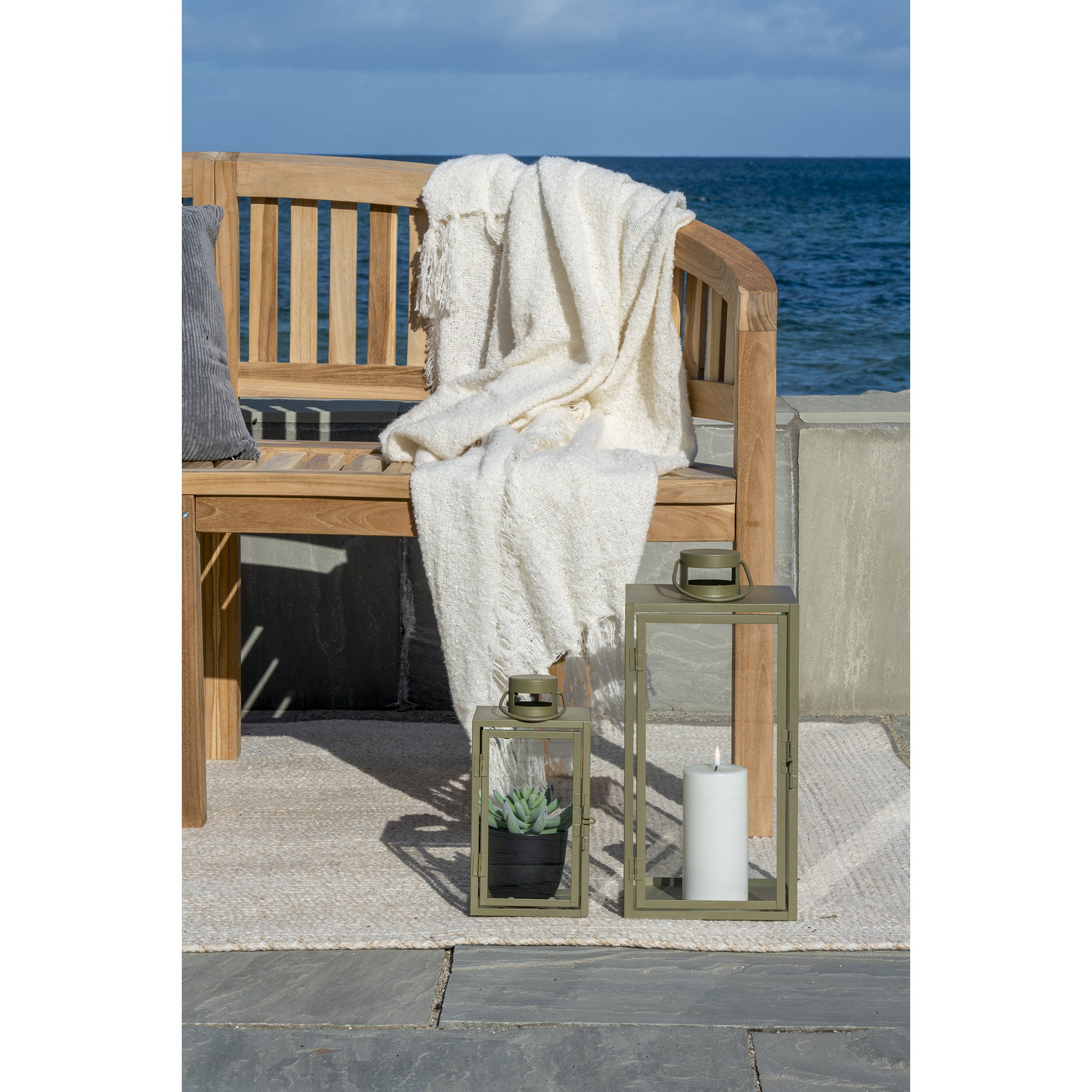 Windlicht Breemmira Staal Groen H25,5 cm - Set van 2 - Afbeelding 5