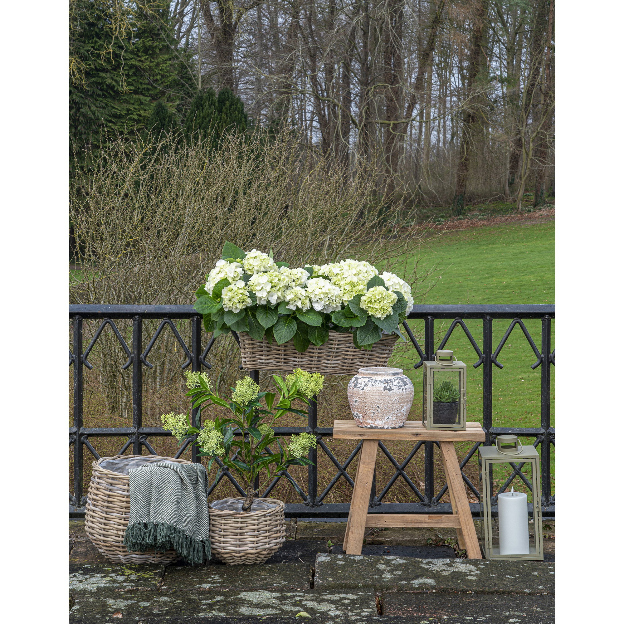 Windlicht Breemmira Staal Groen H25,5 cm - Set van 2 - Afbeelding 6