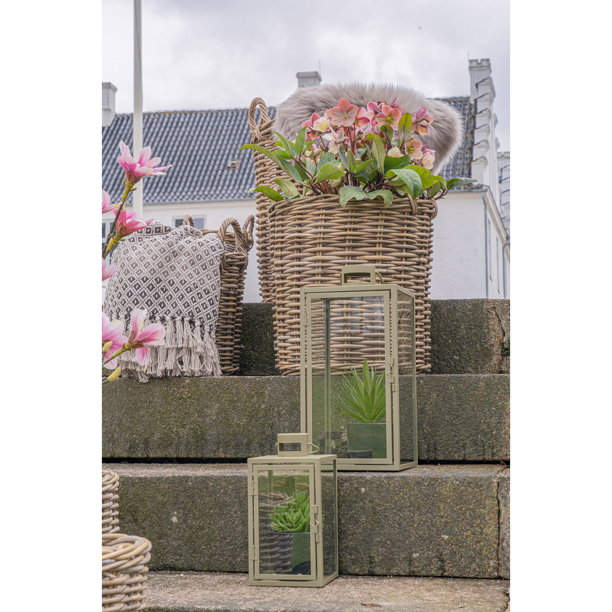 Windlicht Breemmira Staal Groen H25,5 cm - Set van 2 - Afbeelding 7