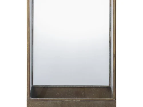 Windlicht Fesun metaal en glas in antiek messing-look, 36,5 cm hoog, stijlvol rechthoekig woonaccessoire