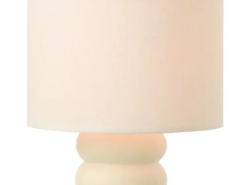 Tafellamp Marmea keramiek met linnen kap, witte compacte lamp met snoerschakelaar