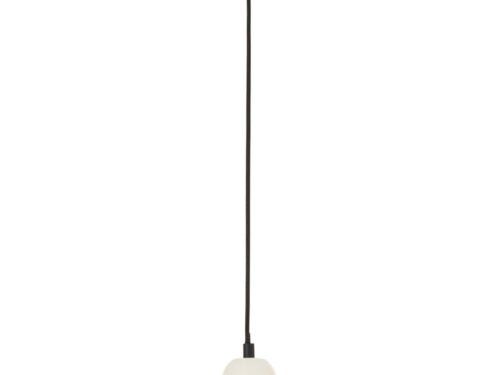 Plafondlamp Halia Glas met wit retro glas en slanke zwarte pendel