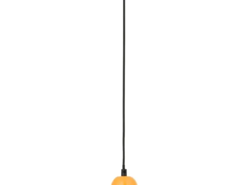 Plafondlamp Baaldia Glas met oranje glazen kap en zwarte ophanging, compact en sfeervol