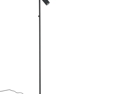 Vloerlamp Nibello zwart staal, 150 cm, met slank ontwerp en verstelbare kap