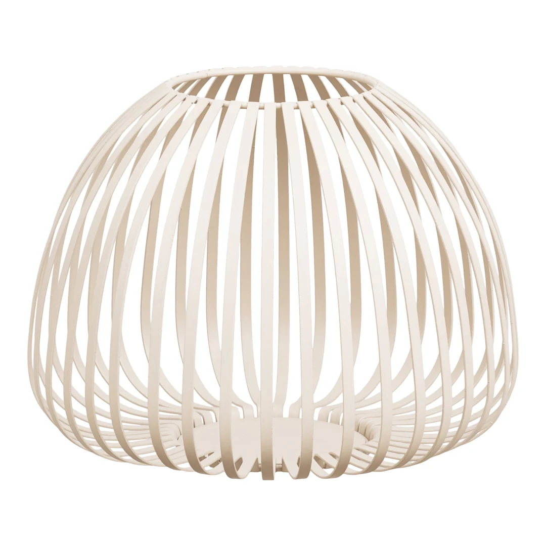 Beige metalen windlicht Doraro H20 cm met open lattenstructuur en robuuste ronde vorm