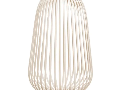 Beige metalen Julton windlicht H40 cm met open lattenontwerp en strakke, stijlvolle vorm