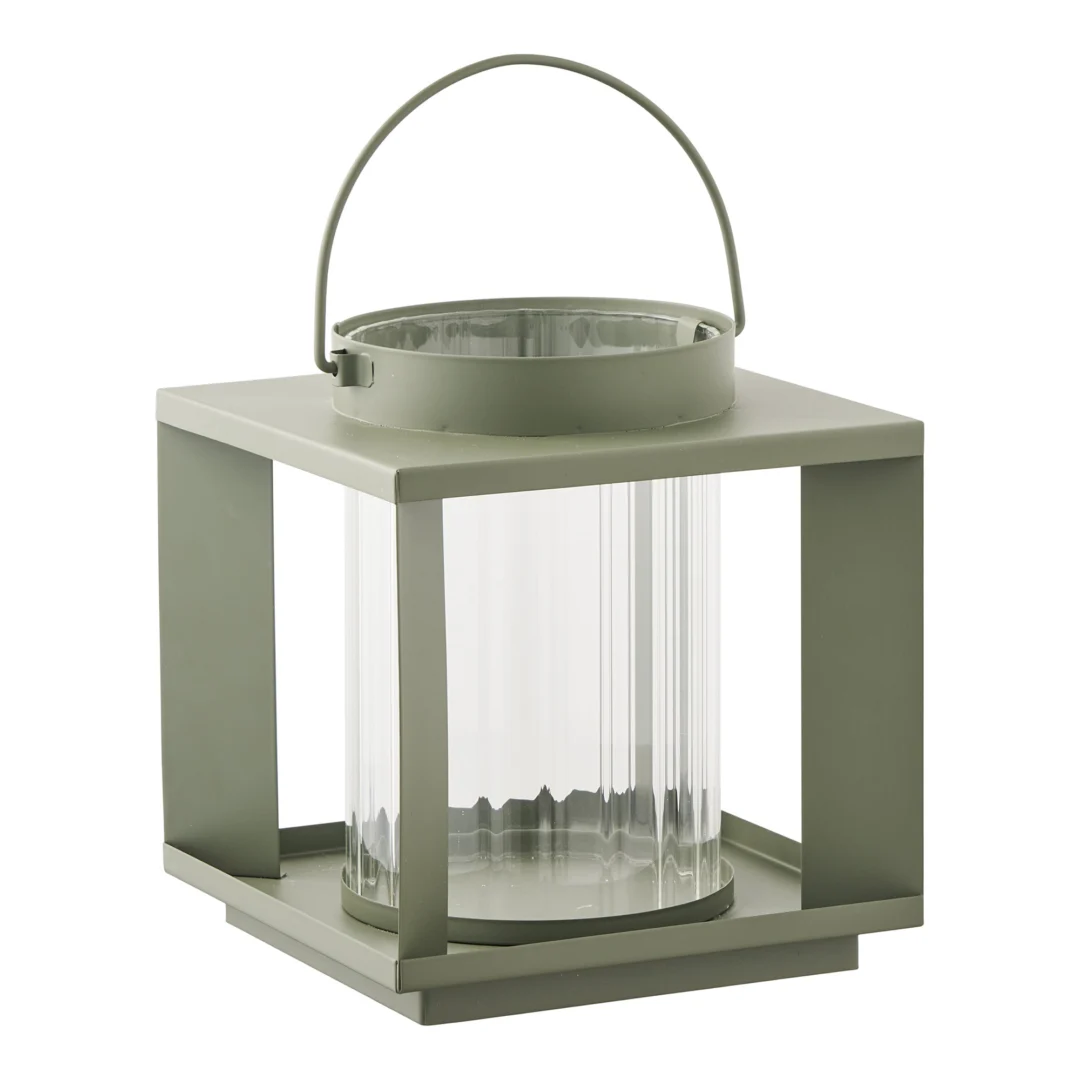 Windlicht Slibena Metaal Groen H20,5 cm - Afbeelding 2