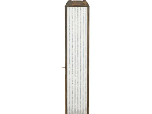 Windlicht Viemmar metaal en glas, antiek messing-look, 60 cm hoog met slanke vorm en handgreep