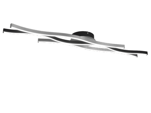 Plafondlamp Grudil mat zwart, modern gebogen LED-design met geïntegreerde verlichting en aluminium afwerking