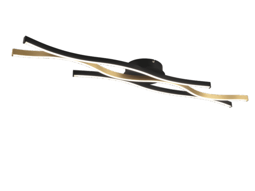 Plafondlamp Lotin mat messing, set van 3 met slank LED-ontwerp en golvende vorm