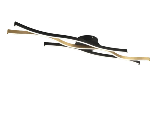 Plafondlamp Lotin mat messing, set van 3 met slank LED-ontwerp en golvende vorm