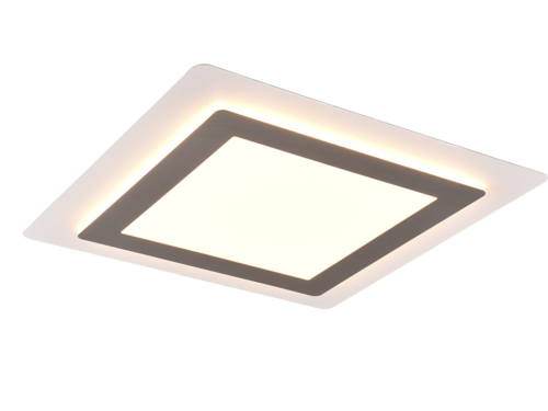 Plafondlamp Daasoro mat nikkel, vierkante LED-plafondlamp met modern strak design en zachte indirecte lichtlijn
