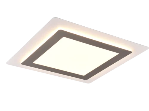Plafondlamp Daasoro mat nikkel, vierkante LED-plafondlamp met modern strak design en zachte indirecte lichtlijn