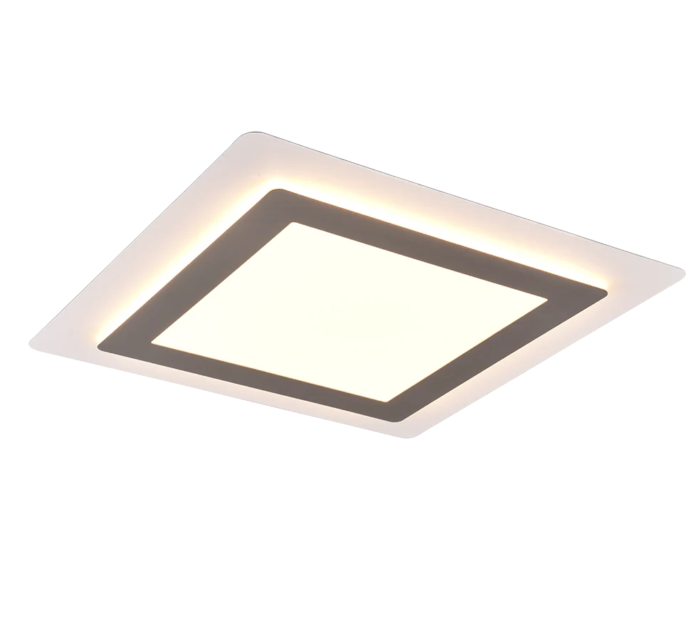 Plafondlamp Daasoro mat nikkel, vierkante LED-plafondlamp met modern strak design en zachte indirecte lichtlijn