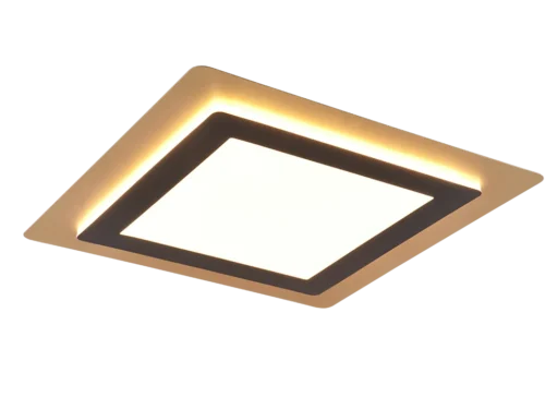 Plafondlamp Hinnand goud en zwart, moderne vierkante LED plafondlamp met strakke afwerking, set van 3