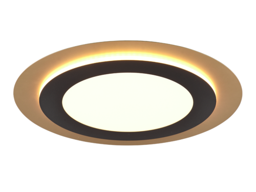 Plafondlamp Lesia goud Ø45 cm, ronde LED lamp in zwart-goud met moderne strakke vormgeving