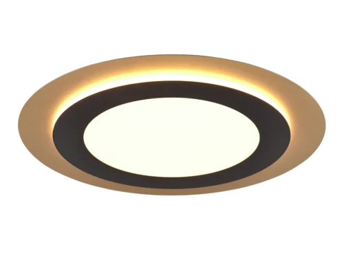 Plafondlamp Lesia goud Ø45 cm, ronde LED lamp in zwart-goud met moderne strakke vormgeving