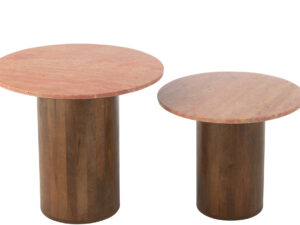 Bijzettafel Kleirmea Mangohout 56 cm - Set van 2