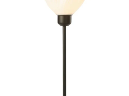 Tafellamp Mevir zwart met golvende kap, slanke voet en snoerschakelaar, H57 cm