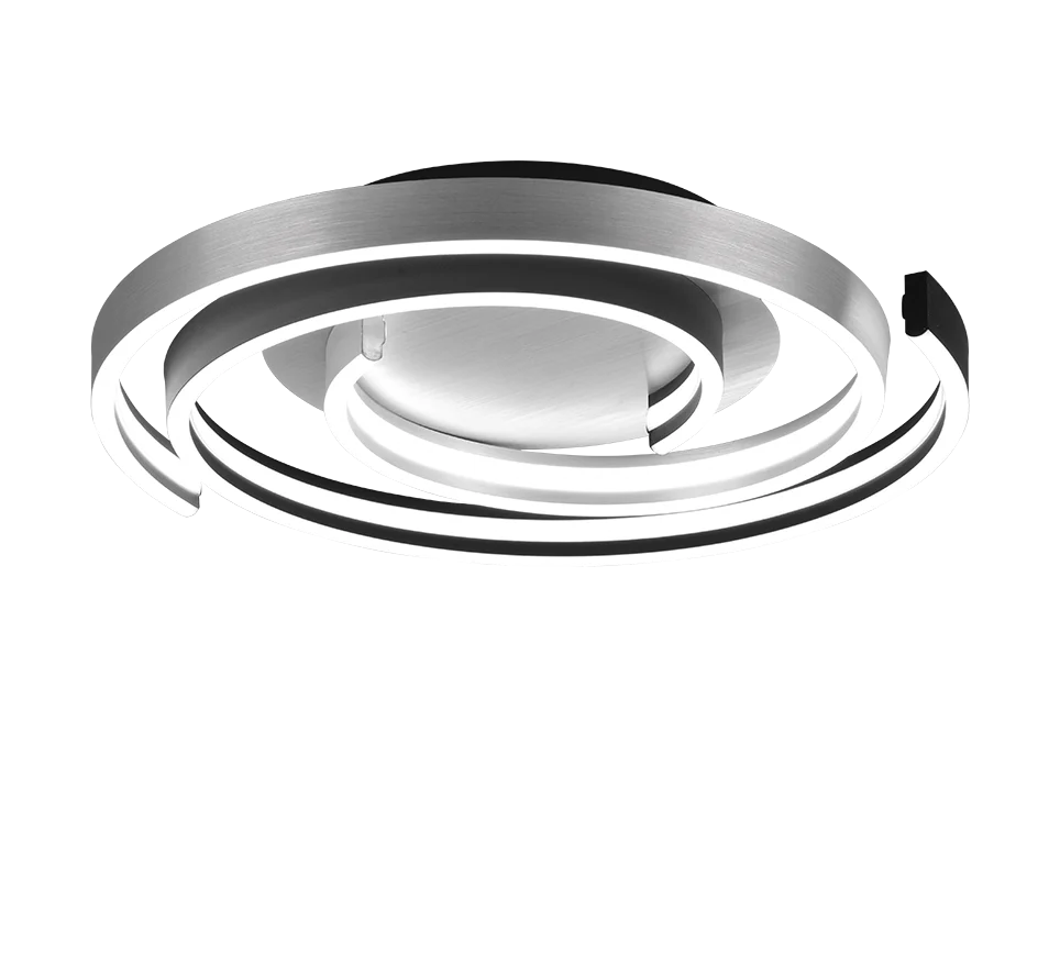 Neennora plafondlamp wit Ø50 cm, geborsteld aluminium met geïntegreerde LED en modern vlak ontwerp