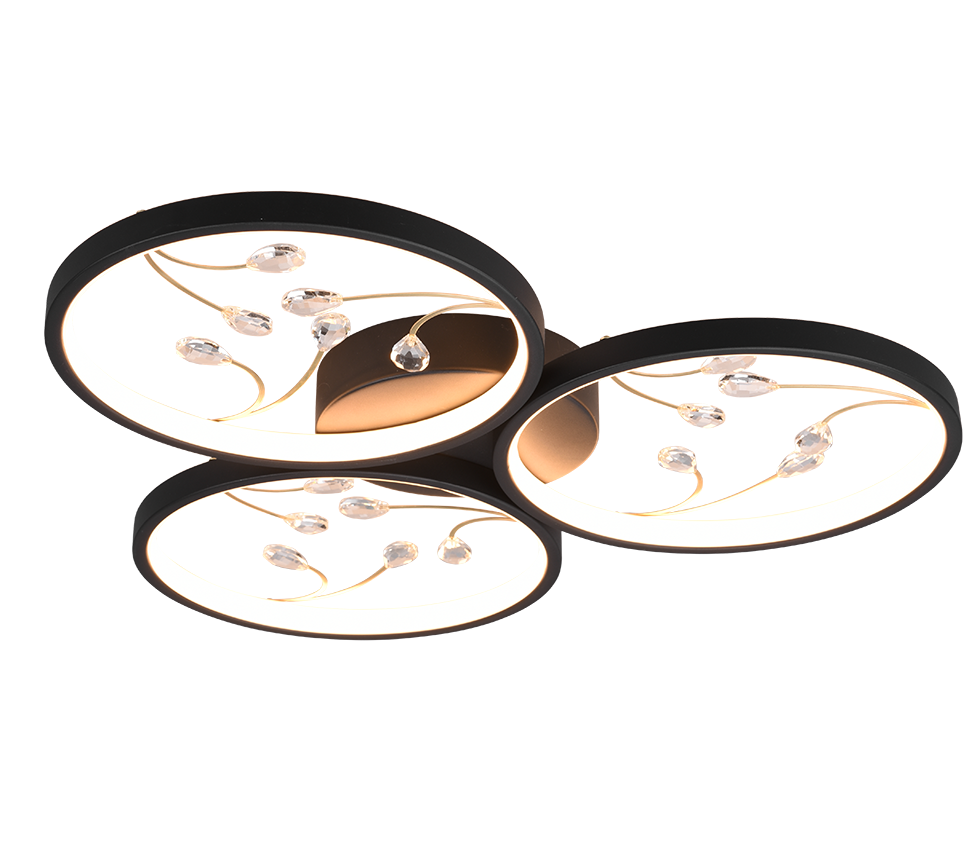 Plafondlamp Foornund Mat Zwart Ø62 cm - Set van 3