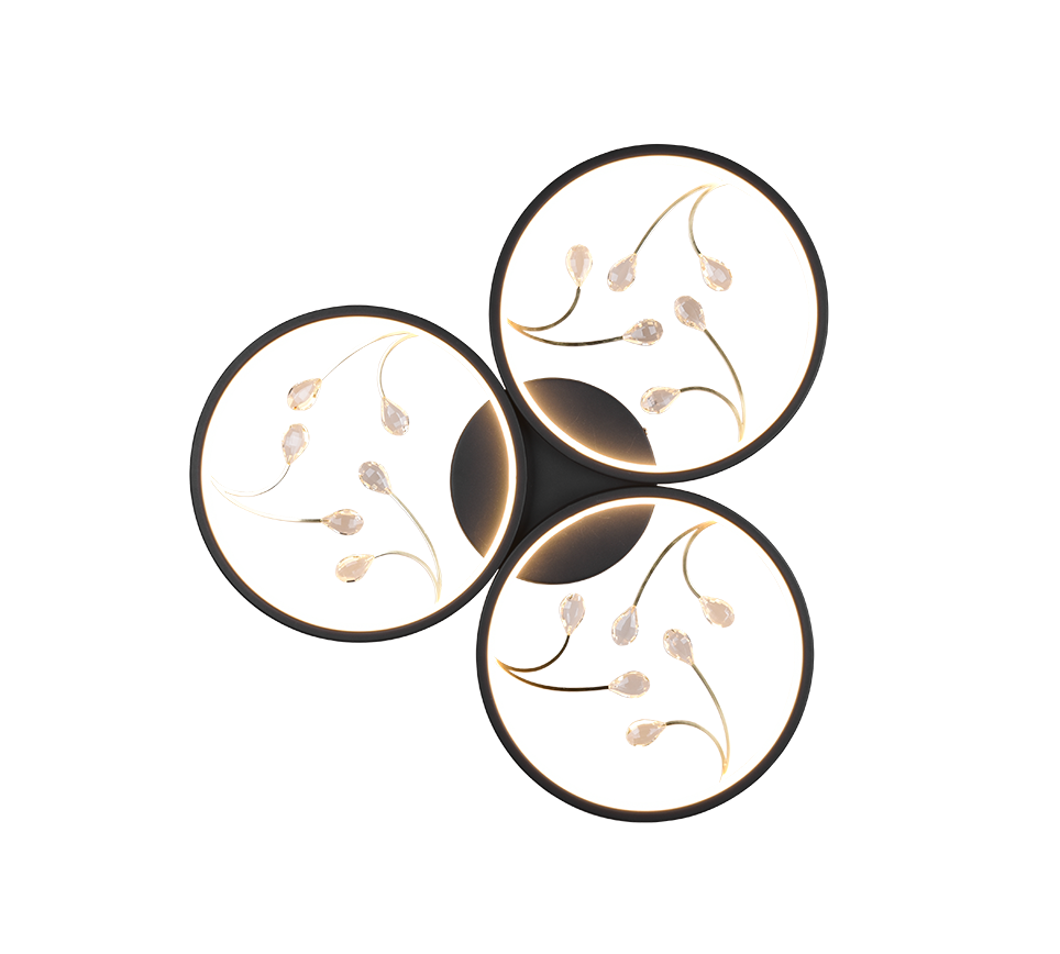 Plafondlamp Foornund Mat Zwart Ø62 cm - Set van 3 - Afbeelding 2