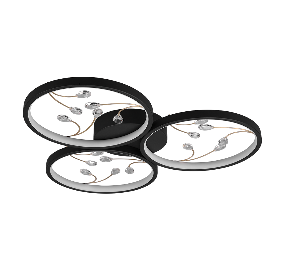 Plafondlamp Foornund Mat Zwart Ø62 cm - Set van 3 - Afbeelding 3