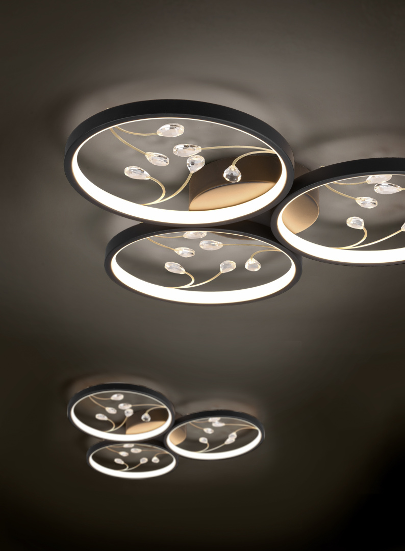 Plafondlamp Foornund Mat Zwart Ø62 cm - Set van 3 - Afbeelding 5
